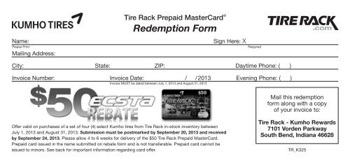 Redemption Form - Tire Rack