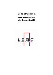 Code of Conduct Inhaltsverzeichnis - Lebo GmbH