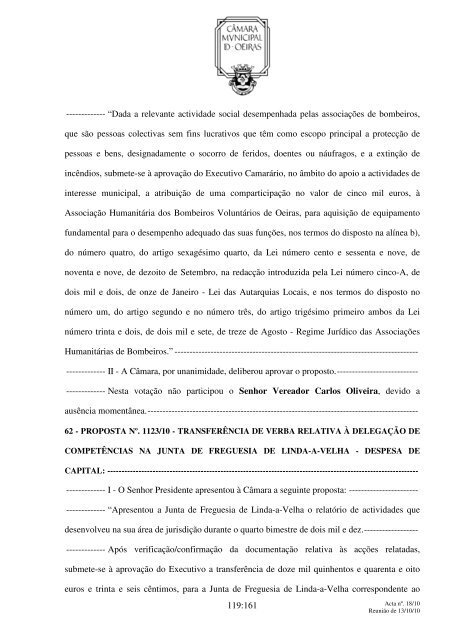 Aos treze dias do mês de Outubro do ano de dois mil e dez, nesta ...