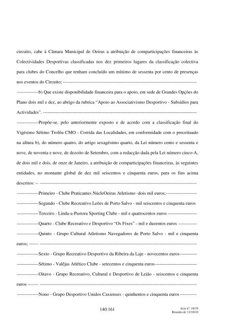 Aos treze dias do mês de Outubro do ano de dois mil e dez, nesta ...