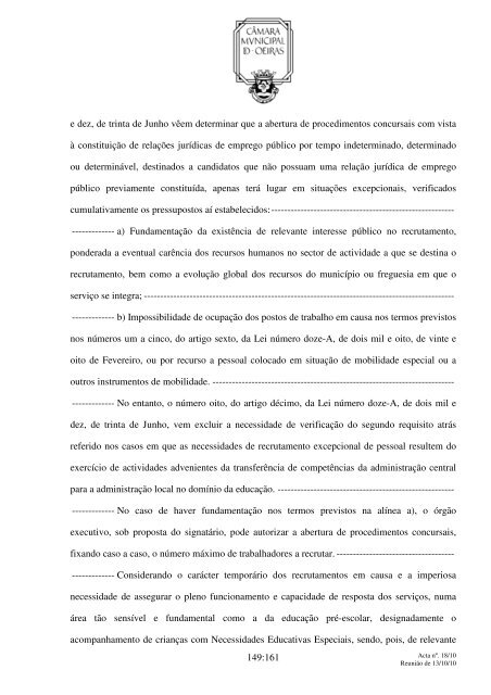 Aos treze dias do mês de Outubro do ano de dois mil e dez, nesta ...