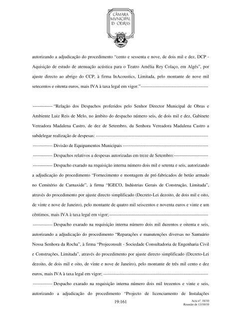 Aos treze dias do mês de Outubro do ano de dois mil e dez, nesta ...