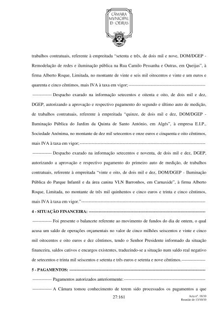 Aos treze dias do mês de Outubro do ano de dois mil e dez, nesta ...