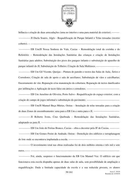 Aos treze dias do mês de Outubro do ano de dois mil e dez, nesta ...