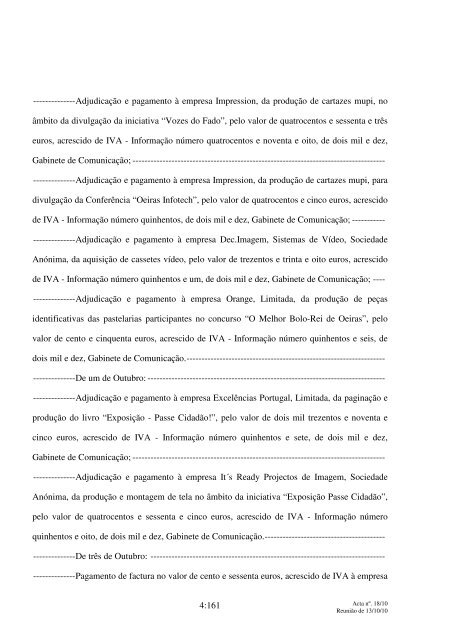 Aos treze dias do mês de Outubro do ano de dois mil e dez, nesta ...