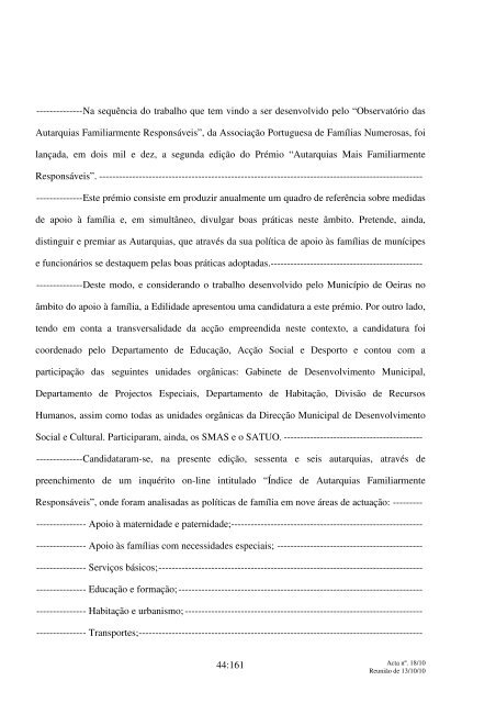 Aos treze dias do mês de Outubro do ano de dois mil e dez, nesta ...