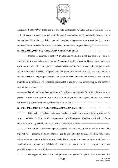 Aos treze dias do mês de Outubro do ano de dois mil e dez, nesta ...