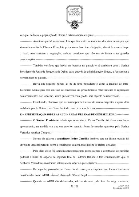 Aos treze dias do mês de Outubro do ano de dois mil e dez, nesta ...