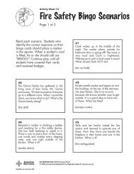 Activity Sheet 13 Fire Safety Bingo Scenarios