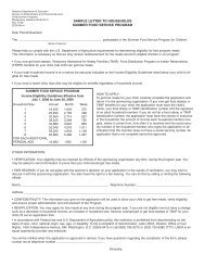 sample letter to households summer food service program