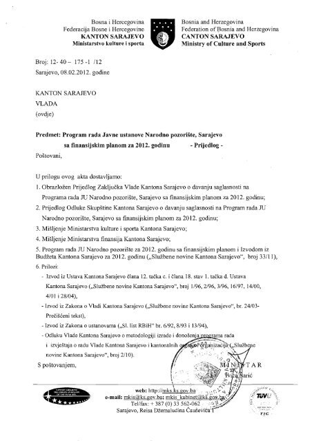 Program rada NP.pdf - SkupÅ¡tina Kantona Sarajevo - Vlada Kantona ...
