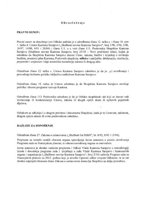 Program rada NP.pdf - SkupÅ¡tina Kantona Sarajevo - Vlada Kantona ...