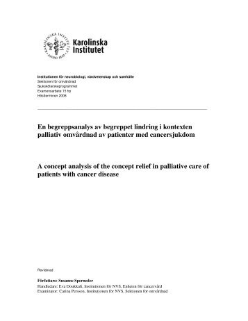 En begreppsanalys av begreppet lindring i kontexten palliativ ...