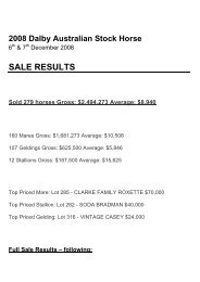 SALE RESULTS - Australian Stock Horse Society