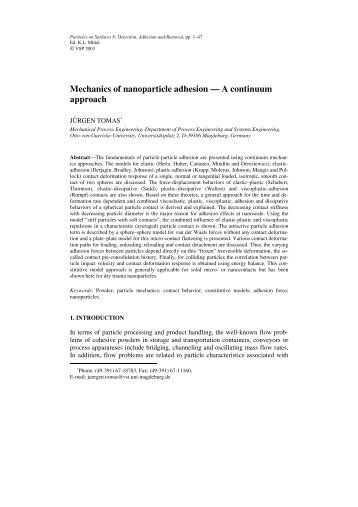 Mechanics of nanoparticle adhesion â A continuum approach