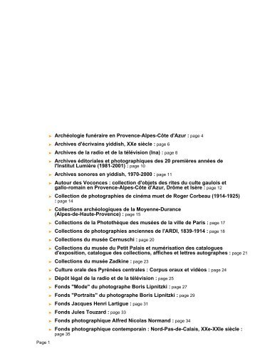 page 6 - Patrimoine numÃ©rique. Catalogue des collections numÃ©risÃ©es
