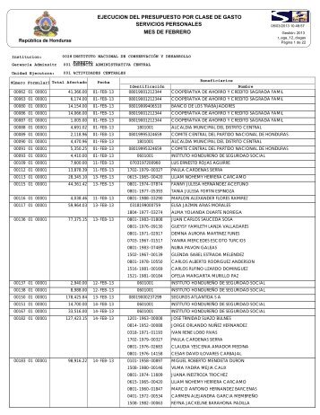 servicios personales ejecucion del presupuesto por clase de ... - ICF