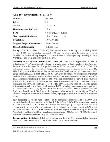 4.12 Test Excavation 167 (T-167) - Honolulu Rail Transit Project