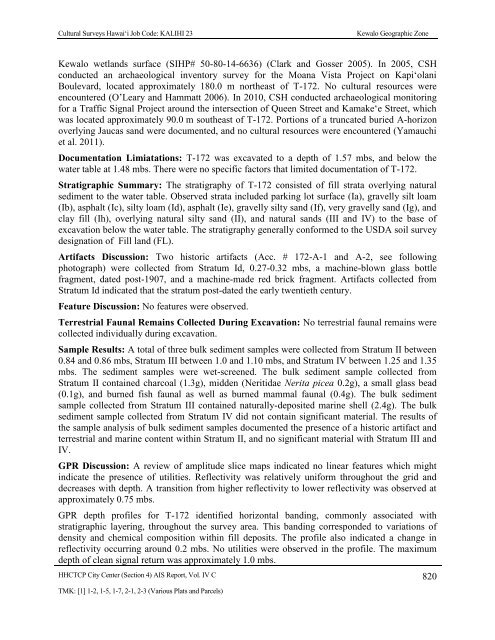 4.12 Test Excavation 167 (T-167) - Honolulu Rail Transit Project