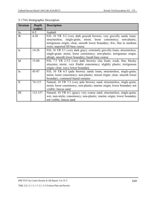 4.12 Test Excavation 167 (T-167) - Honolulu Rail Transit Project