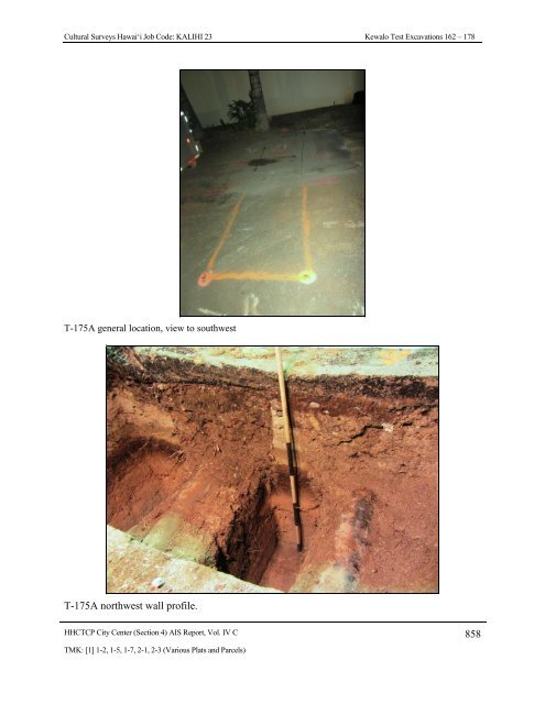 4.12 Test Excavation 167 (T-167) - Honolulu Rail Transit Project