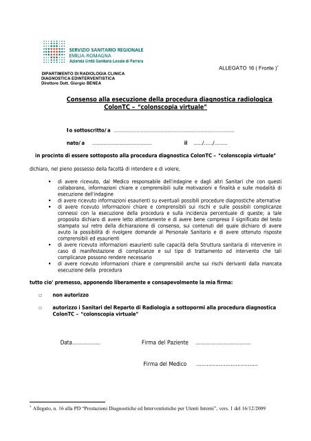 16 Modulo consenso informato Colon-TC