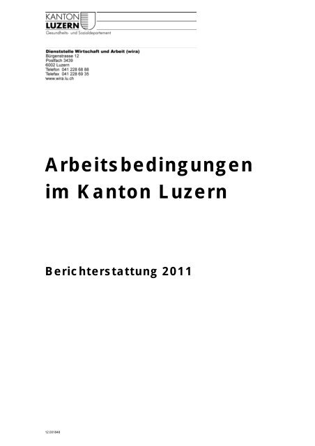 Arbeitsbedingungen im Kt. Luzern, Bericht 2011 - wira - Kanton Luzern