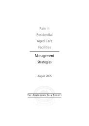 Pain in Residential Aged Care Facilities - Management Strategies