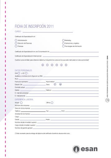 FICHA DE INSCRIPCIÃN 2011 - Esan