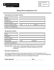 Sibling Discount Application Form - Curtin University