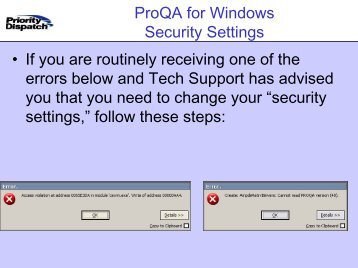 ProQA Security Settings - Priority Dispatch Corporation