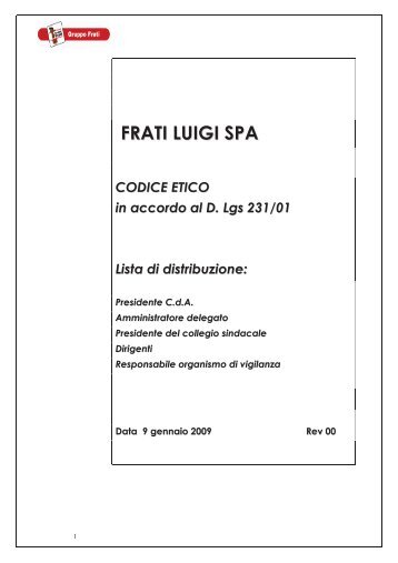 Codice Etico Frati Luigi S.p.A - Gruppo Frati S.p.A.