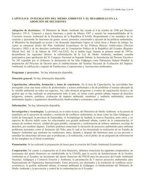 Cumbre de Johannesburgo ReseÃ±a Ecuador - TecnologÃ­as Limpias