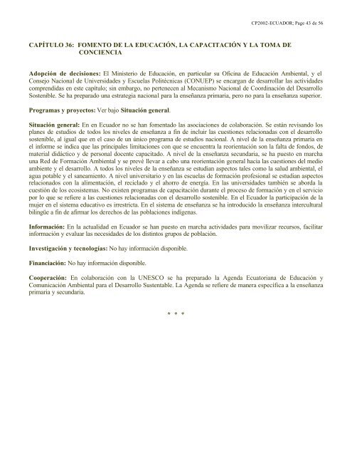 Cumbre de Johannesburgo ReseÃ±a Ecuador - TecnologÃ­as Limpias