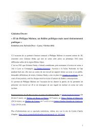 III de Philippe Malone, un thÃ©Ã¢tre politique mais aussi ... - AgÃ´n