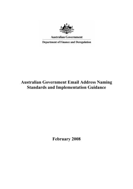 Australian Government Email Address Naming Standards and ...