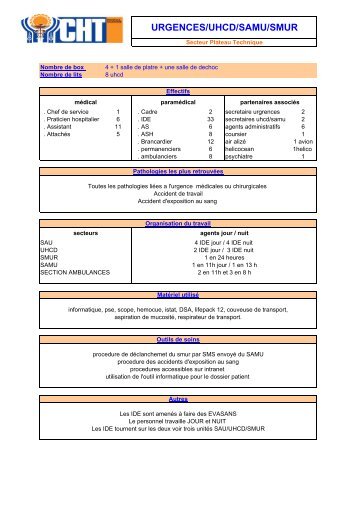Urgences / UHCD / SAMU / SMUR