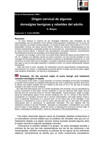 Origen cervical de algunas dorsalgias benignas y ... - sofmmoo