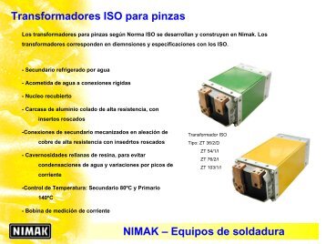 Transformadores ISO para pinzas NIMAK – Equipos de ... - Bearcat