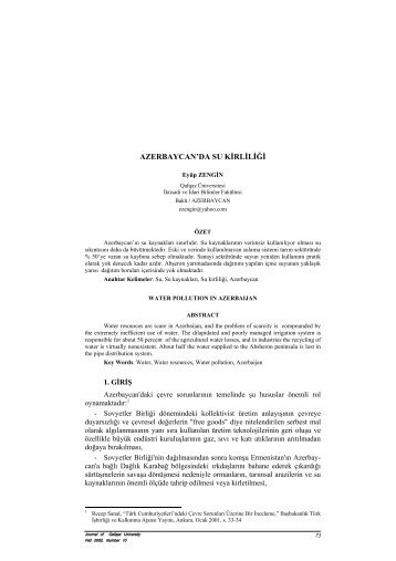 AZERBAYCAN'DA SU KİRLİLİĞİ - Journal of Qafqaz University