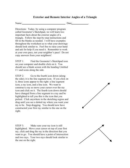 Exterior And Remote Interior Angles Of A Triangle Faculty