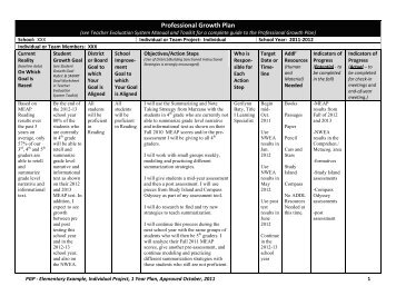 PGP - Elementary Example, Individual Project, 1 Year Plan ...