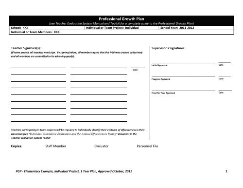 PGP - Elementary Example, Individual Project, 1 Year Plan ...