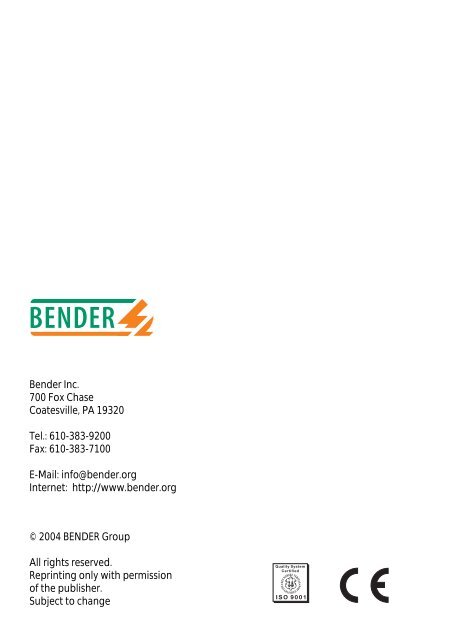 A-ISOMETERÂ® IRDH375 IRDH375B - Bender