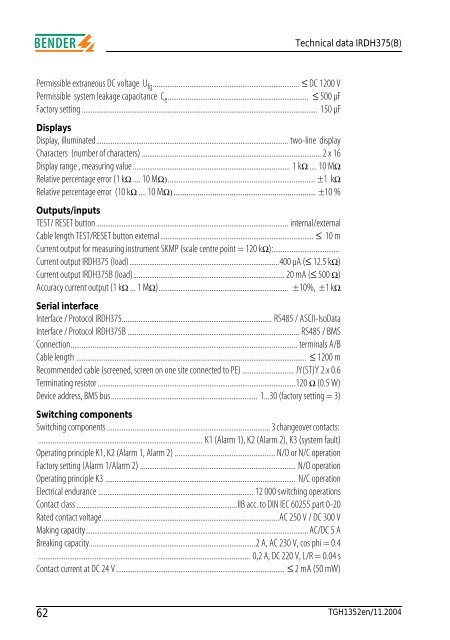 A-ISOMETERÂ® IRDH375 IRDH375B - Bender