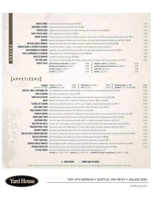 Food Menu - Yard House Restaurants