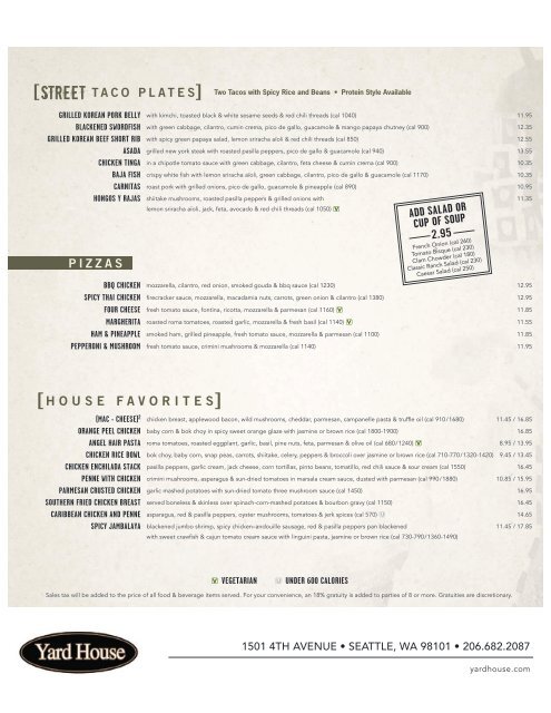 Food Menu - Yard House Restaurants