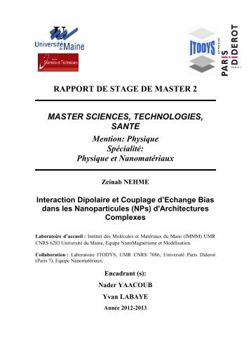 Physique et Nanomatériaux - Faculté des Sciences et Techniques ...