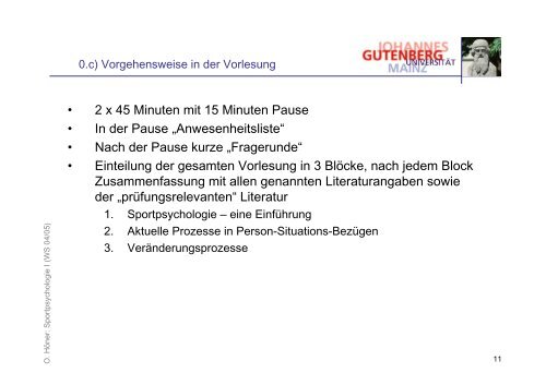 Folien zur Vorlesung Psychologie I - Sport-mainz.de