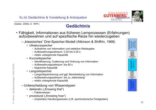 Folien zur Vorlesung Psychologie I - Sport-mainz.de